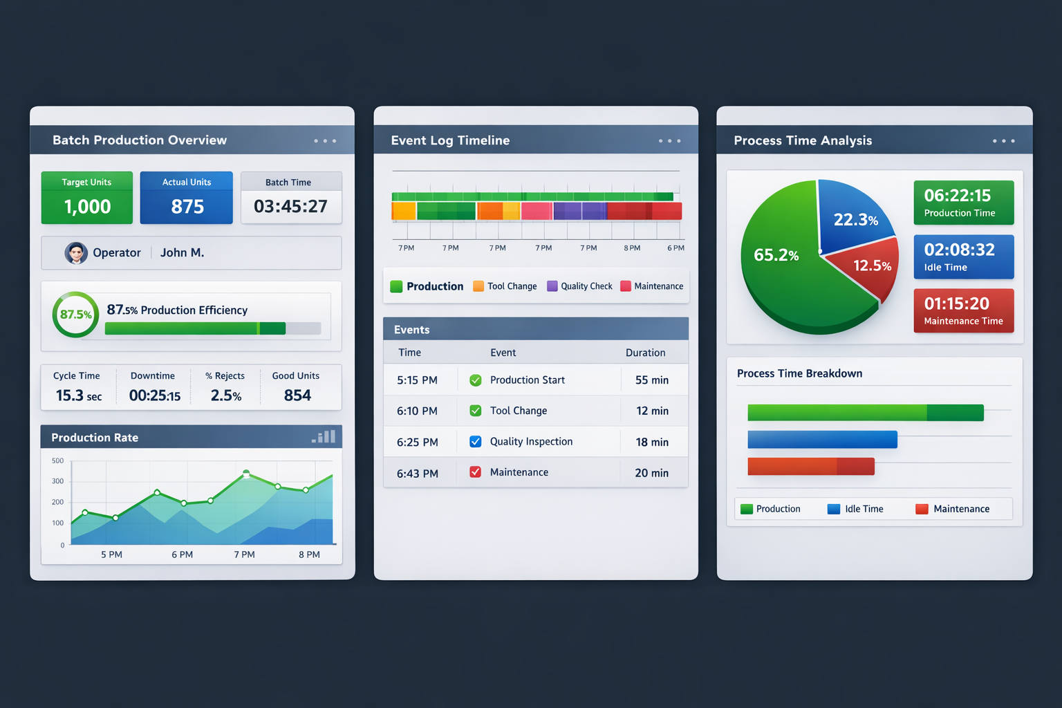 Premium production dashboard